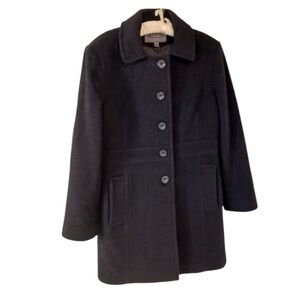Size Large Vtge Bromley Collection, Womens Pea Coat Black  Old Money Wool Blend